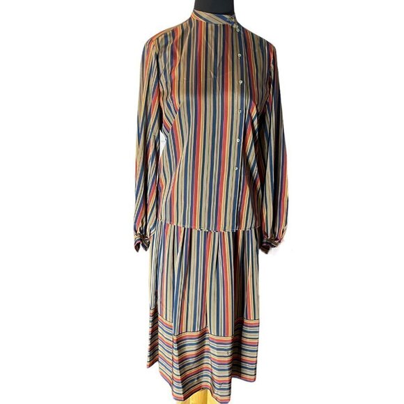 Vintage Liz Claiborne 2Pc Set Blouse 4 and Skirt 6 multipleStriped.